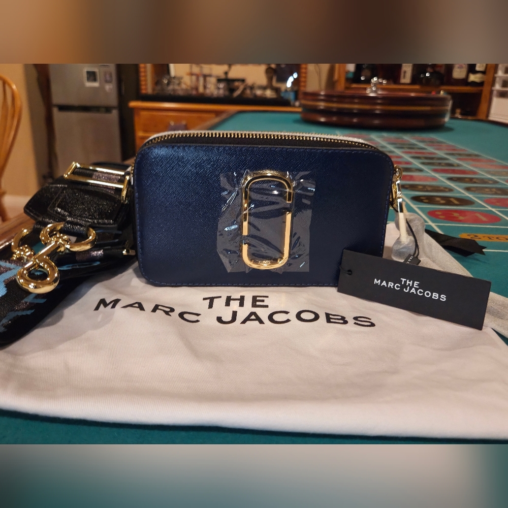 Marc Jacobs Midnight Blue and Gold Camera Bag